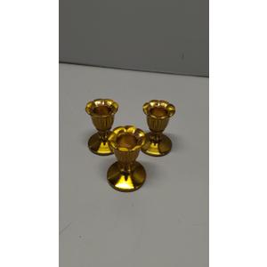 3 Vintage Candlestick Candle Holders Brass - Romadedi Taper Gold Candle Stick Victorian Style for Table Centerpiece Wedding Reception Festive Christmas Mantel Decoration or Home Decor