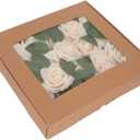 Artificial Flowers, 25pcs Real Looking Fake Rose with Stems Leaves, Foam Rose, Soft Fake Roses for Party Wedding Decoration, Centerpieces Arrangements Party (Champagne)
