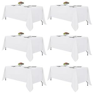 Fitable White Tablecloths for Rectangle Tables, 5 Pack - 70 x 120 Inches - Reusable and Washable Table Clothes for 6-8 Ft Tables, Polyester Fabric Table Covers for Wedding, Party, Banquet