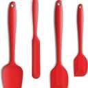 4 Piece Silicone Spatula Set, Flexible Heat Resistant Non-scratch Baking Cooking Rubber Spatulas with Stainless Steel Core, Red