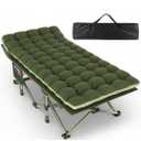 ZENPETIO 32in XXL Folding Camping Cot for Adults with Mattress, 900LBS Heavy Duty Portable Camp Bed, Oversized Foldable Sleeping Cot for Camping, Travel, Office(Green Cot + Green Mattress)