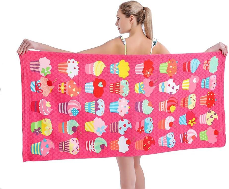 Microfiber Beach Towel Set Oversized Large Quick Dry Soft Thin Sand Free Cute Ice Cream Design 3060 inch Beach Towels for Kids Women Men Pool Swim Beach Essentials Accessories - Pink (1 Pack)
