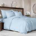 Duvet Cover Queen Size Set - Extra Soft Queen Size Duvet Cover 90 x 90 with 2 Pillow Shams - Hotel Luxury Easy Care and Fade Free w/ Zipper Closures & Ties - Comfy Breathable Bedding Set (Light Blue) (20 - Baby Blue (No Comforter))