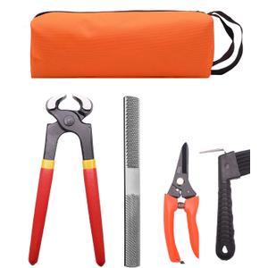 8 inch Farrier Hoof Tool Kit5 Piece Mini Rasp Hoof File Goat Pig Equine Metal Shears Farriers Hoof Nipper Cutter Handle Knife Stable Supplies