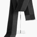 Mens Scarf Winter Warm Plaid Scarf Soft Long Classic Scarves for Men (B-black Dark Grey Big Plaid)