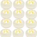 3 White Flameless Led Floating Candles, Plastic Battery Operated Flickering Waterproof Tealights Long lasting 200H+ for Cylinder Vases, Centerpieces at Wedding, Party, Pool, Holiday (36pack)