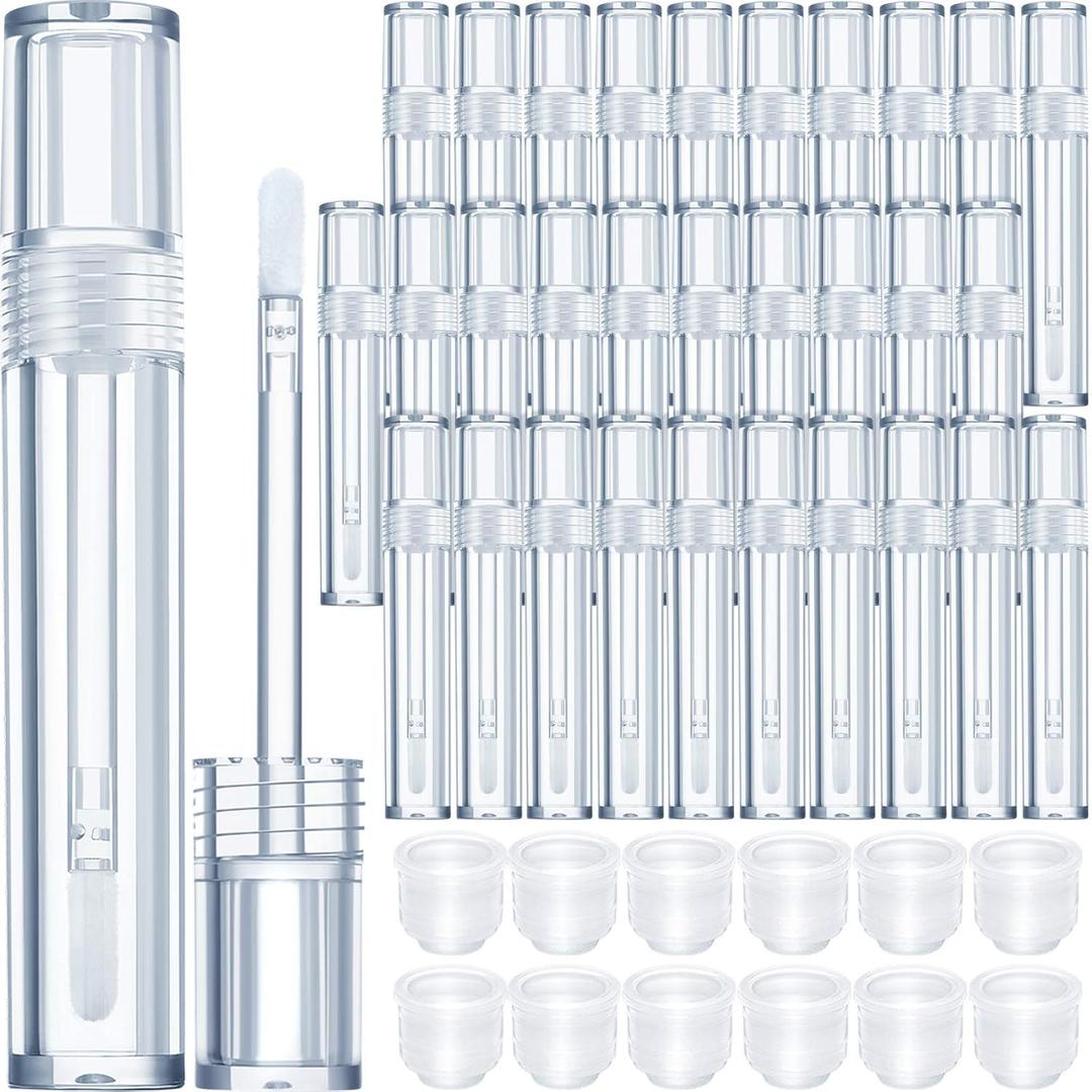 Patelai 30 Pieces Empty Lip Gloss Tubes 5 ml Transparent Lip Gloss Containers Clear Refillable Lipstick Container Lip Balm Bottles Eyelash Growth Liquid Tube Cosmetic Container with Rubber Stoppers