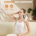 4D Wireless Deep Tissue Kneading Neck Massager with Heating Function, Shiatsu and Shoulder Massager Pillow,Back and Leg Pain Relief, Body Muscle Pain Relief, Perfect Gifts for Men Women. (Off White)