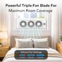 Comfort Zone Triple Window Fan with Adjustable Thermostat | 3-Speed High-Velocity Cooling | Horizontal or Vertical Manual Control | Fits Double Hung Windows (Min 25" x 8") | Fully Assembled | White