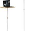 Small Laptop Standing Desk, 18H - 46H Adjustable Height Pedestal Side Table with Wooden Top, Portable Tall End Table, Stand-Up Desk for Bedside, Couch, Sofa, Living Room, Bedroom, Home Office, White