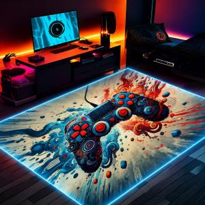 Gaming Rug RGB LED Light (3x5 Waveburst Controller) - Bedroom Rug, 35 inches x 60 inches