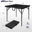 Byliable 34" Folding Square Card Table, Portable Heavy Duty HDPE Fold-in-Half Folding Table with Carrying Handle for Indoor/Outdoor Use Ideal for Picnic, Camping, Parties, Black