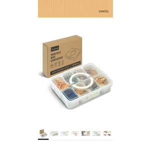 Divided Serving Tray for Candy, Condiment, Fruits and Nuts - Dishwasher Safe Snackle Box Container with Lid - Portable Charcuterie Board for Parties, Picnics, Travel and On-the-Go Snacking (8 Cups)