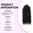 14 Inch 100 Strands Miracle Knots Feather Crochet Human Hair Blend Synthetic Hair for Black Women Curly PreSeparated Deep Wave Crochet Bundles (T27#, 14 Inch)