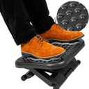 Mind Reader Foot Rest, Under Desk at Work, Ergonomic, Height Adjustable, Office, Plastic, Black