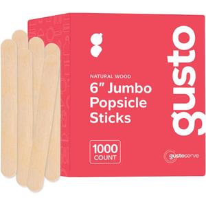 Comfy Package [1000 Count] Jumbo 6 Inch Wooden Multi-Purpose Popsicle Sticks, Craft Sticks for ICES, Ice Cream, Waxing, Tongue Depressor Wood Sticks (Natural)