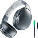 Skullcandy Crusher Evo Wireless Bluetooth Headphones with Multi-Sensory Bass and Charging Cable, Noise Isolating Over-Ear Fit, Up to 40 Hours Battery, Microphone for iPhone Android - Chill Grey
