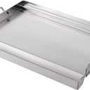 LotFun 17" x 13" Stainless Steel Cooking Griddle for Outdoor Gas Grill, Universal Griddle Flat Top Plate Insert with Grease Groove and Removable Handles for Electric/Charcoal/Gas Grill, Camping,Party