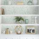 Boho Peel and Stick Wallpaper Green/White Leaf Contact Paper 17.3inx197in Removable Self Adhesive Bedroom Cabinet Wall Decor Vinyl Roll