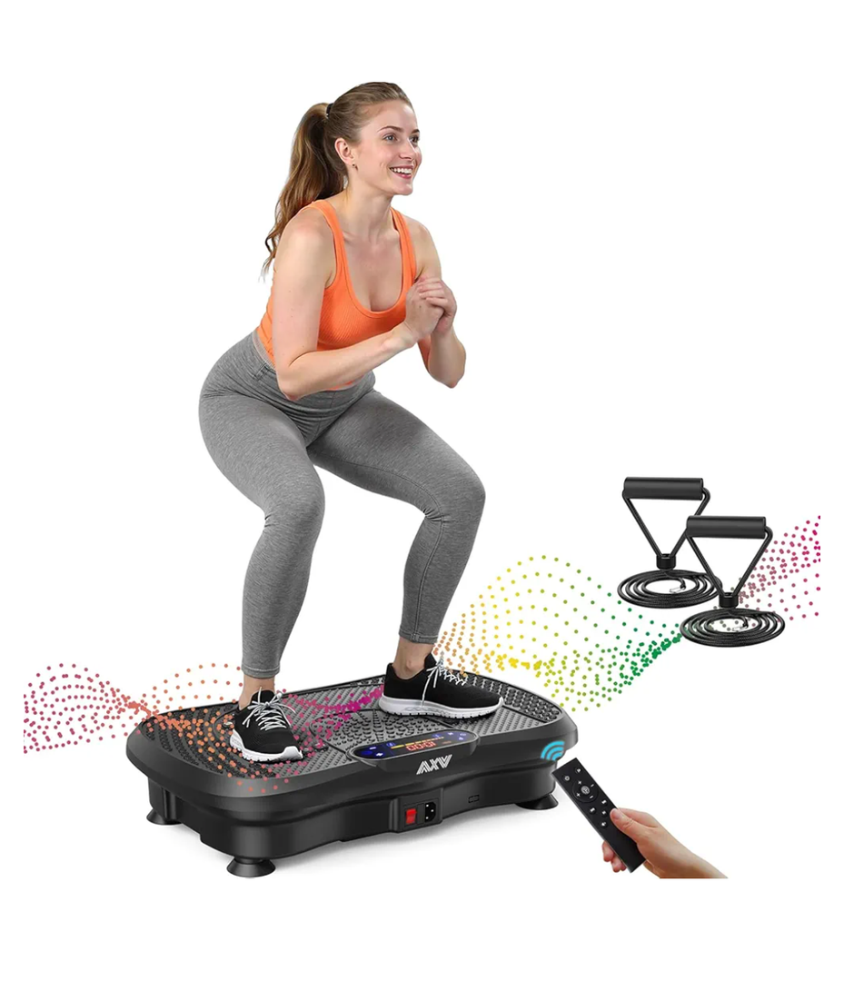 AXV Vibration Plate Fitness Platform Exercise Machine Vibrating Lymphatic Drainage Shaking Full Body Shaker Workout Vibrate Stand Shake Board Sport Gym for Weight Loss Fat Burner for Women Men