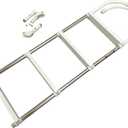 Marine Boat Aluminum White POLYETHYLENE Swim Boarding 4 Steps Ladder Hook 46X15