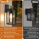 BesLowe 14 Upgraded Motion Sensor Outdoor Wall Lights, Dusk to Dawn Porch Lights Outdoor Wall Sconces, 3 Lighting Modes Exterior Lighting Fixtures with Hooks, Black Outside Lights for House, 2-Pack, 14in