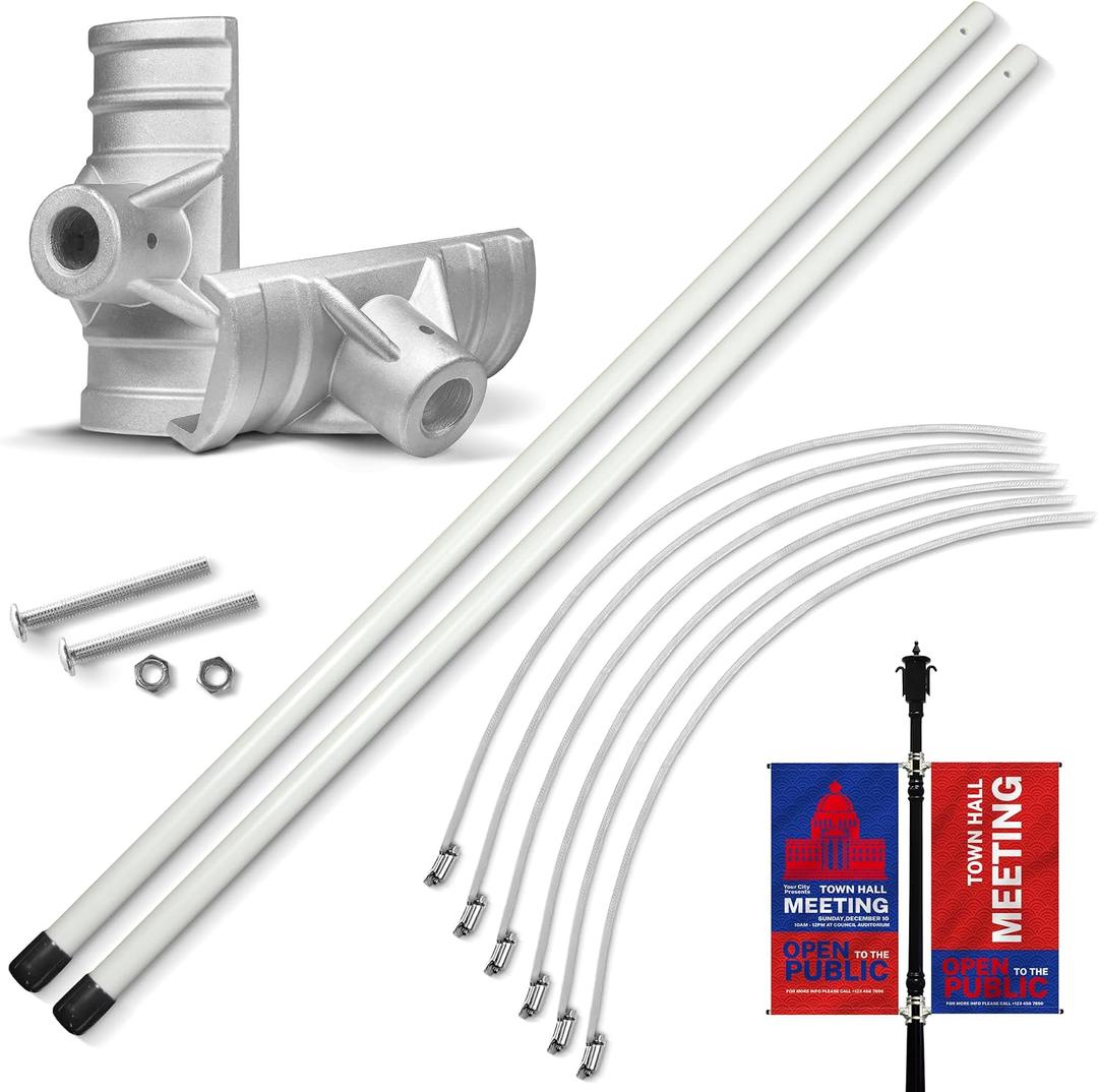 Anley Street Light Pole Banner Mounting Bracket Kit for 30" Wide Banners - Outdoor Weather Proof Support - Quick Installation Perfect for Promoting Events, Business, Advertisement