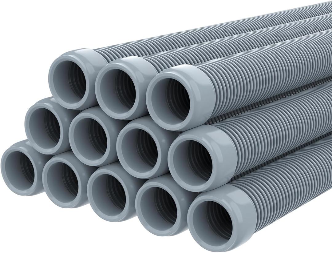 Poolvio Pool Vacuum Hose 40 Feet (12 x 40 Inch), 1.5 Inch Cuffs, Compatible with Most Inground Pool Automatic Cleaners, Gray