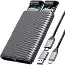 ORICO Dual M.2 NVMe SSD Aluminum USB3.2 Gen2 10Gbps, M.2 Type-C Docking Station for PCIe M-Key, B&M Key 2230/2242/2260/2280 SSD, Tool-Free, Up to 4TB