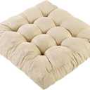 Meditation Floor Cushions, Thickened Floor Pillow for Adults, Large Square Pillows Seat Cushion for Tatami Living Room Yoga, Memory Sponge Block Added, 22x22 Inch, Beige (Set of 1)