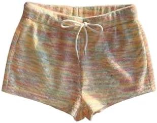 RoseSeek Women's Drawstring Waist Knit Mini Shorts Skinny Comfy Lounge Shorts Micro Bottoms, Multicolor,S