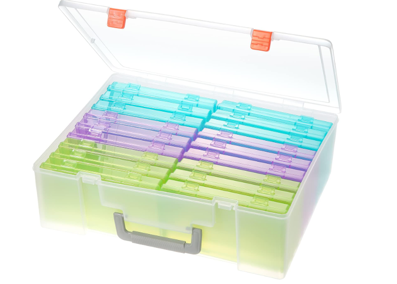 Photo Storage Box 4x6, 18 Inner Extra Large Organizer AcidFree Photo Keeper Storage Case, Plastic Craft Storage Box for Stickers Stamps Seeds (Clear, 18 Boxes)