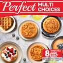 SugarWhisk 6-in-1 Mini Waffle Maker With Removable Plates, 4.5'' Mini Waffle Iron for Holidays, Parties & Events Waffle Maker Machine, 8 Plates with Premium Ceramic Coating, White