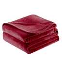 Surii Home Luxury Microfiber Flannel Blanket, Super Soft, Warm, Cozy, Fluffy, and Breathable, Perfect Throws for Bed, Couch, Sofa, for All Season Use. 350GSM Travel Size 50x60 Inches (Burgundy)
