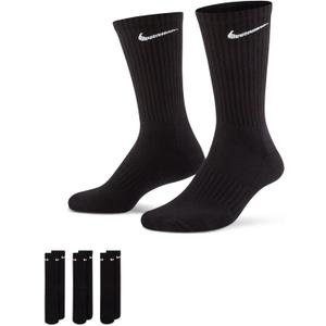Nike Unisex Adult Everyday Cushioned Training Crew Socks (3 Pairs) (Small, Black/White)