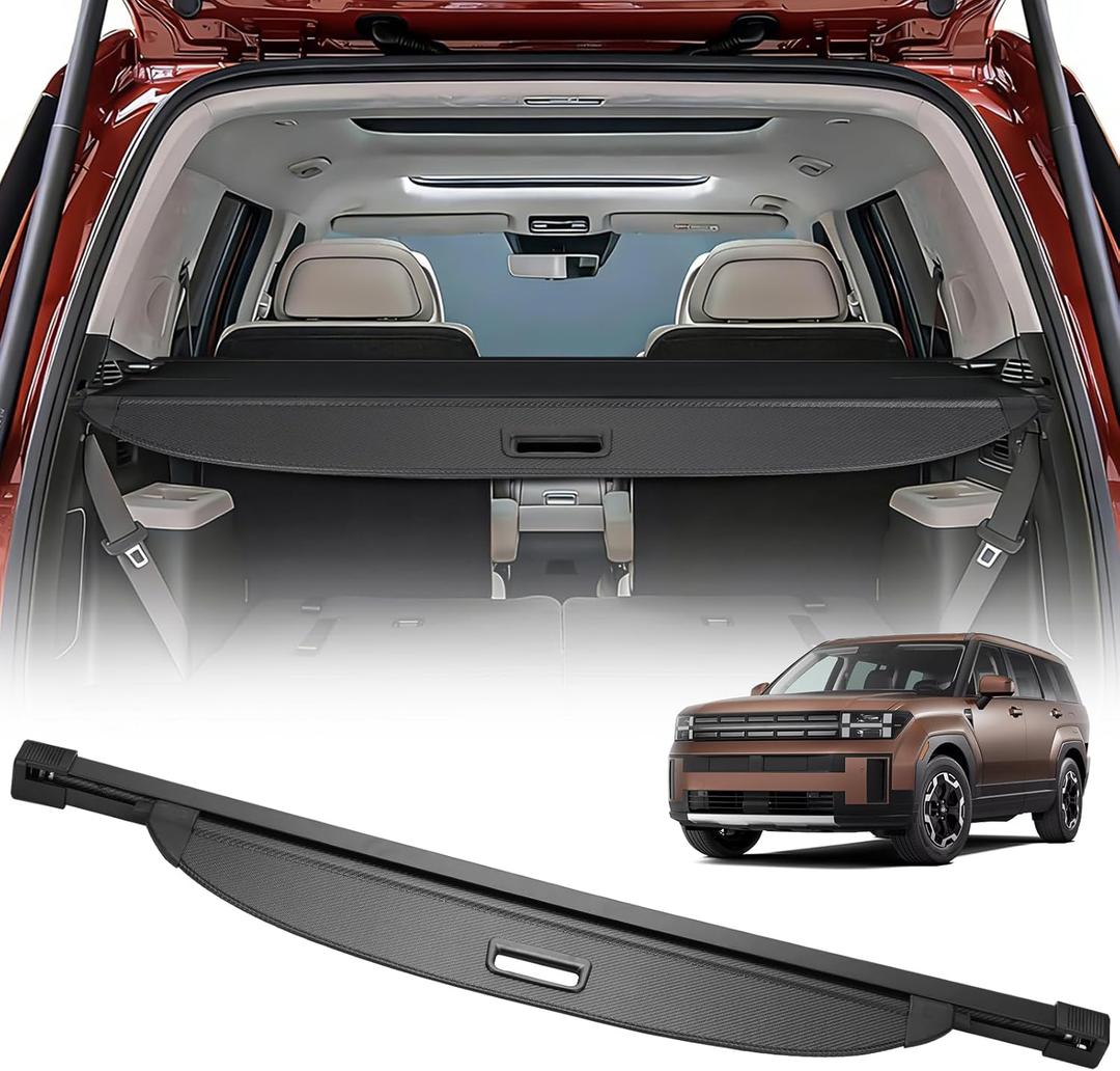 Fit for Hyundai Santa Fe 2024 2025 Cargo Cover, Retractable Rear Trunk Cover Luggage Privacy Security Anti-Peeping Shade Shield, 2024 2025 Hyundai Santa Fe Accessories (Black)