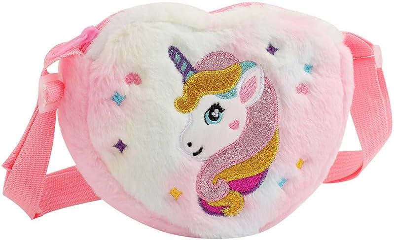 Kids Crossbody Bag Girls Crossbody Bag, Plush Unicorn Bag Unicorn Purses for Girls, Little Girls Purse (Multicolor-pink)