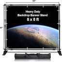 AkTop 8x8 ft Heavy Duty Backdrop Banner Stand Kit, Adjustable Photography Step and Repeat Stand for Parties, Portable Trade Show Photo Booth Background with Carrying Bag