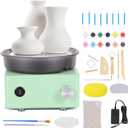 Olenyer Pottery Wheel for Kids: 6" Turntable 2-Way Rotation Mini Pottery Wheel, Removable Tray, Metal Frame, Christmas Gifts Pottery Kit for Beginners Teens Adults
