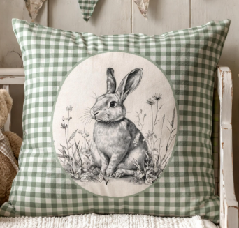 r Bunny Chinoiserie Floral Throw Pillow Covers 18x18,  Porcelain Rabbit Decorative Pillow Covers, Spring Farmhouse Pillowcases Cushion Case for Home Couch Decor