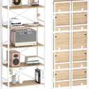 Folding Bookshelf, 5-Tier Bookcase Foldable Shelf with X-Bracket Design, Adjustable Feet, Space Saving Storage for Living Room, Office, Light Coffee