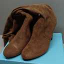 Vepose Women's Aria Thigh High Over The Knee Boots, Cute Suede Long Boots with High Heel and Inner Zipper (7.5, Mocha Toffee Suede)