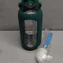 SIEROZUR Large Glass Water Bottle with Handle 74 oz Gallon Drinking Bottle with 2-in-1 Straw Lid 2.2 Liter Glass Water Jug with Silicone Sleeve For Gym, Workout, Wide Mouth (Dark Green)