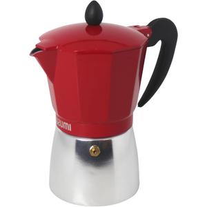 Imusa USA Red Aluminum Stovetop 6-cup Classic Italian and Cuban Espresso Maker (B120-43T), Silver/Red