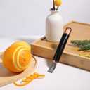 2 x Stainless Steel Channel Knife, Multifunctional Lemon Zester Fruit Peeler with Hanging Loop Lemon Twist Peeler Fruit Peeler Citrus Zester Tool for Cocktail Kitchen Home Bar (Black Gold)