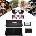 Joopin Big Womens Sunglasses Polarized Trendy Sun Glasses Large Rectangle UV Protection Rhinestone Sunnies (C06-diamond Black + Gradient Purple)