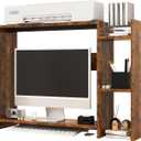 IBUYKE Desktop Bookshelf,36.8" Desktop Organizer Shelf,Wood Desk Hutch for Computer Monitor,Display Shelf for Office Home Dormitory,Brown TMZ008H