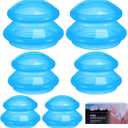 Eiito Cupping Therapy Sets -Silicone Cups Set Firm (6 Cups) Professional Massage Tool for Muscle Soreness Pain Relief Body Neck Knee, Deep Muscle Massager, Anti Cellulite Joint Pain (Blue)