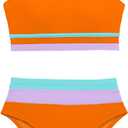 blibean Girls Swimsuit Teen Colorblock Bathing Suits, Orange, Size 12-13