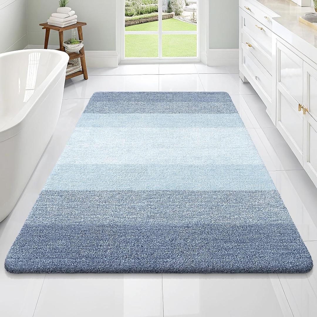 OLANLY Large Bathroom Rugs Mat 70x46, Extra Soft Absorbent Microfiber Bath Rugs, Rubber Backing, Quick Dry, Machine Washable Bath Mats for Bathroom Floor, Tub and Shower, Home Decor Accessories, Blue